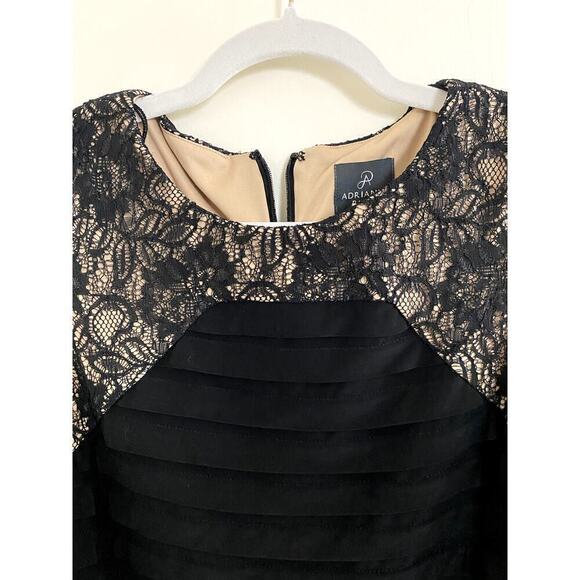 🛍️ Adrianna Papell Black Lace Pleated Cocktail Dress - Size 12 (EUC) - Picture 7 of 7